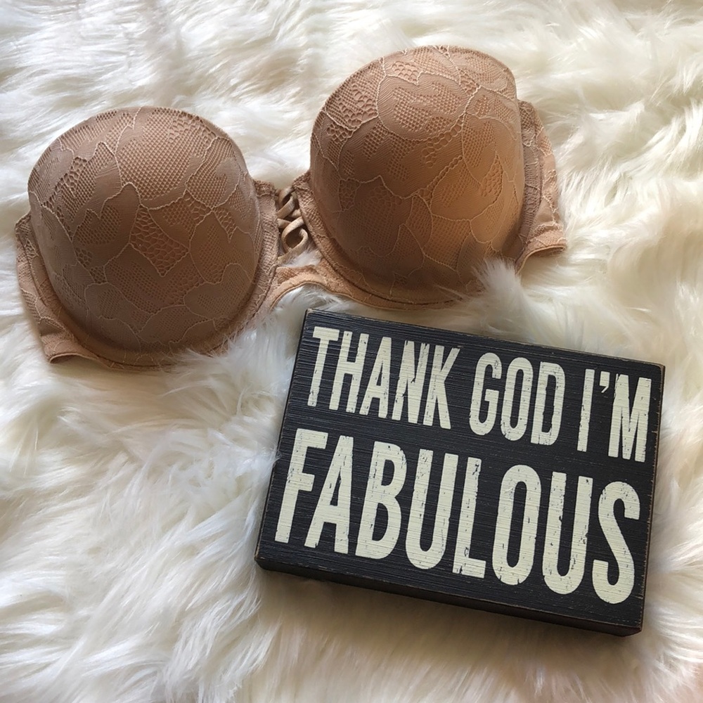 Victoria’s Secret Nude Lace Strapless Bra 34C